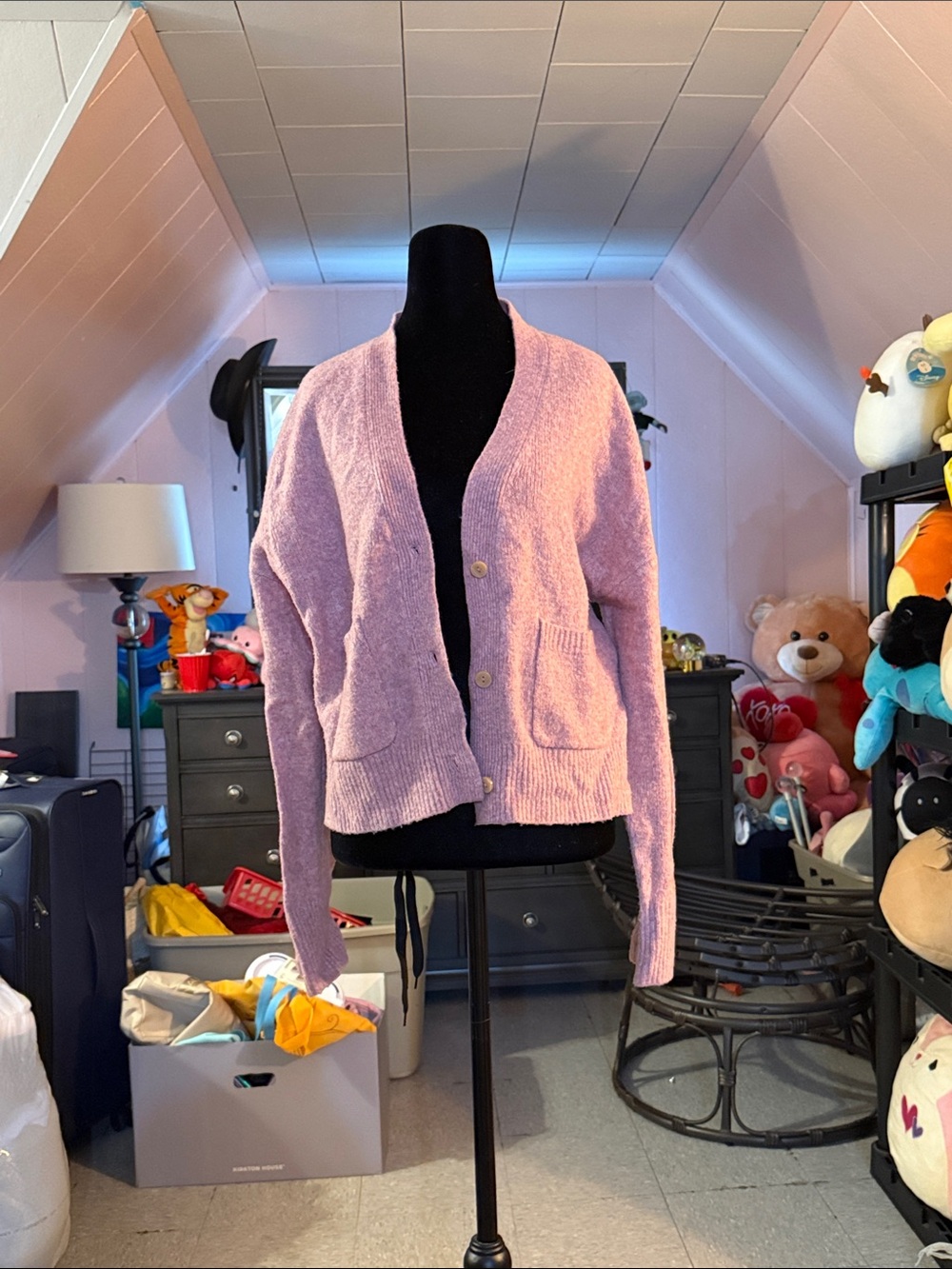 Abercrombie & Fitch Lavender Pocket Button-Front Cardigan